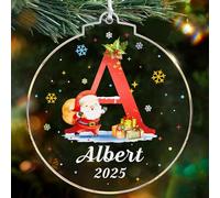 EDSG Personalised Christmas Bauble 2025, Personalised Christmas Tree Decorations, 26 Letter Xmas Tree Pendant, Custom Xmas Baubles Ornaments Gifts for Kids Family Friends (Design 2)