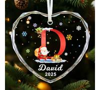 EDSG Personalised Christmas Bauble 2025, Personalised Christmas Tree Decorations, 26 Letter Xmas Tree Pendant, Custom Xmas Baubles Ornaments Gifts for Kids Family Friends (Design 4-Heart)