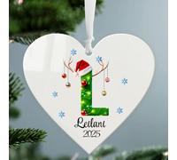 EDSG Personalised Christmas Bauble 2025, Personalised Christmas Tree Decorations, 26 Letter Xmas Tree Pendant, Custom Xmas Baubles Ornaments Gifts for Kids Family Friends (Design 1-Heart)