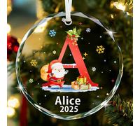 EDSG Personalised Christmas Bauble 2025, Personalised Christmas Tree Decorations, 26 Letter Xmas Tree Pendant, Custom Xmas Baubles Ornaments Gifts for Kids Family Friends (Design 4)