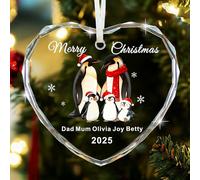 EDSG Personalised Christmas Bauble, Personalised Christmas Tree Decorations, Custom Xmas Baubles, Acrylic Family Xmas Ornament for Tree(Family of 5, Heart)