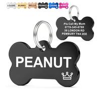 EDSG Personalised Dog Tags for Pets UK | Deep Engraved Stainless Steel Cat & Dog Name ID Tags | Custom Dog Tag Scratch, Rust & Fade Resistant | Anti-Lost Pet Tag for Puppy Kitten (Black Bone)