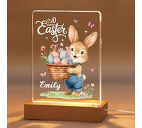 EDSG Personalised Easter Cards, Light Up Happy Easter Card for Kids, Easter Gifts Decorations Bunny Eggs Card for Babies Girls Boys Granddaughter Grandson from Mum Dad Nanny (Design 2)