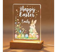 EDSG Personalised Easter Cards, Light Up Happy Easter Card for Kids, Easter Gifts Decorations Bunny Eggs Card for Babies Girls Boys Granddaughter Grandson from Mum Dad Nanny (Design 3)