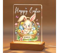 EDSG Personalised Easter Cards, Light Up Happy Easter Card for Kids, Easter Gifts Decorations Bunny Eggs Card for Babies Girls Boys Granddaughter Grandson from Mum Dad Nanny (Design 1)