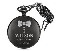 EDSG Personalised Engraved Custom Pocket Watch and Chain for Men Father's Day Grandad with Gift Box