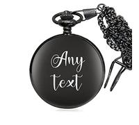 EDSG Personalised Engraved Pocket Watch Custom Gift for Usher Best Man Groom Fathers Day Christmas Birthday Valentines Day Wedding Favours Gift with Box (Black)