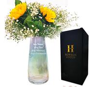 EDSG Personalised Engraved Vase for Flower | Rainbow Plated Glass Vase | Custom Gift for Birthday Christams Mothers Day Wedding Engagement Anniversary (Any Text)