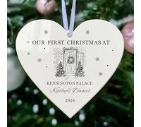 EDSG Personalised First Christmas Baubles Gifts for New Home 1st Home Christmas Tree Decorations with Any Address & Name & Year Custom White Acrylic Xmas Ornaments Gifts for Family New Home(Design 2)
