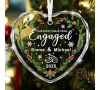 EDSG Personalised First Christmas Engaged 2025, Personalised Christmas Bauble, 1st Engagement Bauble, Custom Acrylic Xmas Tree Decorations Gifts for Engaged(Design 4, Heart)