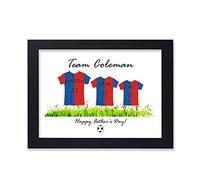 EDSG Personalised Football Family Print Poster Fathers Day Dad Gifts A4 Print Gift for Dad Grandad Family Custom Gifts for Daddy Father Papa Poppa Man Dad Gift for Birthday(with Frame Family of 3)