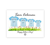 EDSG Personalised Football Family Print Poster Fathers Day Dad Gifts A4 Print Gift for Dad Grandad Family Custom Gifts for Daddy Papa Dad Gift for Birthday Christmas(Unframed Family of 4)