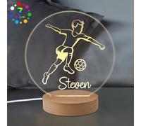 EDSG Personalised Football Night Light Gifts for Boys LED Night Lights for Kids Son Grandson Him Nephew Gifts for Birthday Christening Christmas (Style 1)