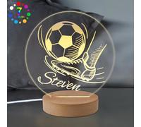 EDSG Personalised Football Night Light Gifts for Boys LED Night Lights for Kids Son Grandson Him Nephew Gifts for Birthday Christening Christmas (Style 3)