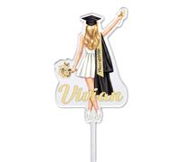 EDSG Personalised Graduation Cake Topper, Class of 2026 Acrylic Cake Decorations with Any Name, Custom Hair or Robe Color, 2026 Graduation Decorations Gifts for High School College Senior(Women)