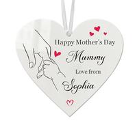 EDSG Personalised Hanging Heart Acrylic Ornament for Mum, Grandma, Nana, Mama - Mother’s Day, Christmas - Modern Heart Design