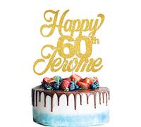 EDSG Personalised Happy Birthday Cake Topper | Custom Cake Decorations | Double Sided Glitter Card Text Customized Any Age & Name | Birthday Party-Multicolour Glitter Cake Decoration.…