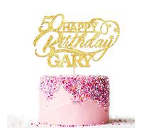 EDSG Personalised Happy Birthday Cake Topper. Personalised Double Sided Glitter Cake Decoration Custom Any Name and Age. Hand Finished in UK