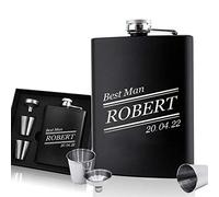 EDSG Personalised Hip Flask | Engraved Whisky Flask 6oz Pocket Flask | Custom Gift for Best Man Fathers Day Wedding | Gift for Dad Daddy Father Grandpa Granddad Hand Finished in UK (Name)