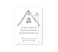 EDSG Personalised House Warming Gifts New Home Gifts for Couple New House Gift Ideas Funny Housewarming Gift Custom Card Housewarming Print Present with Any Name & Location A4 Print (Unframed)