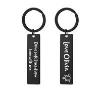 EDSG Personalised Keyring, Drive Safe Keychain Gifts, Double Sided Engraved Keychain Gifts for Him Her Boyfriend Girlfriend Husband Dad Mum Valentines Day Christmas Birthday (Black)