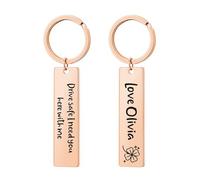 EDSG Personalised Keyring, Engraved Key Chain, Drive Safe Keyring for Men, Women, Personalised Gift Keychain Gifts for Boyfriend, Husband, Dad, Valentines Day, Christmas (Champagne Gold)