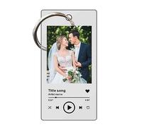 EDSG Personalised Keyring Spotify Keyring Personalised Photo Gifts for Her Him Women Men Mum Dad Customised Song & Photo Spotify Picture Keychain for Birthday Christmas(Transparent)