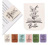 EDSG Personalised Magnetic Bookmark, Engraved Leather Magnetic Book Mark Gifts for Women Men, Custom Name Bookmarks for Book Lovers, Readers, Teacher, Students,Christmas, Birthday (Beige)