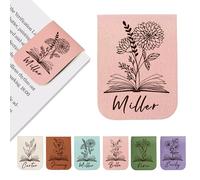 EDSG Personalised Magnetic Bookmark, Engraved Leather Magnetic Book Mark Gifts for Women Men, Custom Name Bookmarks for Book Lovers, Readers, Teacher, Students,Christmas, Birthday (Pink)