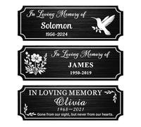 EDSG Personalised Memorial Plaques Engraved Plaques 1x3in Custom Memorial Gift Bench Plaque Brass Plaque for Urns Personalised Name Plate with Adhesive Backing (Black, 1x3 in)