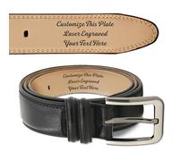EDSG Personalised Mens Belt Engraved Leather Belt for Men Personalised Belt Gifts for Men Husband Custom Men's Leather Belt Gifts for Birthday Wedding Christmas (Design 1, Black)