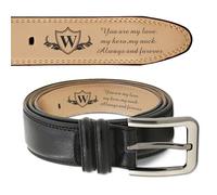 EDSG Personalised Mens Belt Engraved Leather Belt for Men Personalised Belt Gifts for Men Husband Custom Men's Leather Belt Gifts for Birthday Wedding Christmas (Design 3, Black)