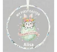 EDSG Personalised My First Easter Ornament Gift for Baby Boy Girl Newborn, Baby First Easter Keepsake, Easter Basket Tags Decorations Gifts for Kids Granddaughter Grandson (Style-1, Design 2)