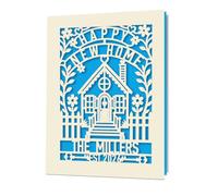 EDSG Personalised New Home Card, Laser Paper Cut Greeting Cards Housewarming Gifts with Envelope, Custom A5 Congratulations New Home Card Gifts for Couple Family Newlywed Friends (Blue)