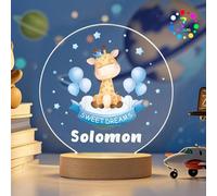 EDSG Personalised Night Light Gifts for Baby Nursery Custom 7 Colors Night Lamp Baby Gifts for Boys Girls Kids Toddler Daughter Niece Granddaughter Christmas Birthday Bedroom Decor (Blue-Giraffe)