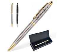 EDSG Personalised Pen Dad Gifts Engraving Pen Custom Ballpoint Pens with Name Personalised Pen Gifts for Men Fathers Day Birthday Christmas Teachers Day Graduation Valentine's Day (Silver)