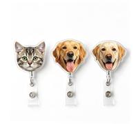 EDSG Personalised Pet Photo Badge Reel, Acrylic Retractable ID Badge Holder with Dog Cat Picture, Rotating Alligator Clip, Gifts for Nurse, Doctor, Teacher, Office Worker, Pet Lover