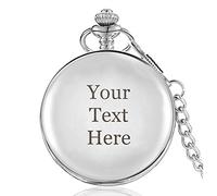 EDSG Personalised Pocket Watch | Engraved Polished Watch | Custom Gift for Dad Daddy Father Boyfriend Husband Uncle Usher Best Man Grooms Stepfather Grandad Fathers Day Gift with Box (Silver)