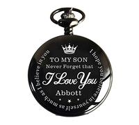 EDSG Personalised Pocket Watch | Engraved Watch | Custom Gift for Dad Daddy Father Boyfriend Husband Uncle Stepfather Grandad Wedding Usher Best Man Grooms Fathers Day Gift with Box (Black)