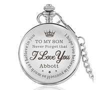 EDSG Personalised Pocket Watch | Engraved Watch | Custom Gift for Dad Daddy Father Boyfriend Husband Uncle Stepfather Grandad Wedding Usher Best Man Grooms Fathers Day Gift with Box (Silver)