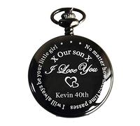 EDSG Personalised Pocket Watch | Engraved Watch | Custom Gift for Dad Daddy Father Stepfather Wedding Grandad Grandpa Fathers Day Gift with Box (Black)
