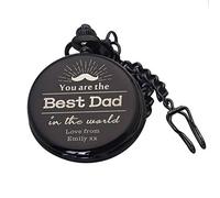 EDSG Personalised Pocket Watch Laser Engraved Watch Custom Fob Watch with Gift Box Father's Day Gift for Dad Daddy Boyfriend Husband Uncle Stepfather Grandad (Black, Design 4)