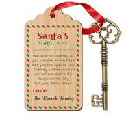 EDSG Personalised Santa Key, Metal Santas Magic Key Christmas Tree Decorations, Santa Magic Key for No Chimney Houses, Christmas Eve Box Fillers Gifts for Kids, Grandkids