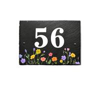 EDSG Personalised Slate House Signs for Outside, UV Printed Door Number Plaques for Wall, House Number Plaques Yard Garden Signs, Welcome House Sign Home Decor, with Wall Fixings (Medium - 20x15cm)
