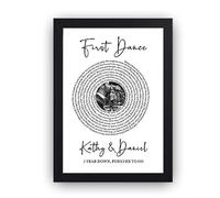 EDSG Personalised Vinyl Record Poster A4 Print First Dance Your Wedding Music Posters Gifts with Photo & Words for Anniversary Birthday Christmas Her Him (With Frame)