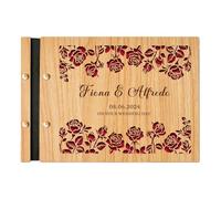 EDSG Personalised Wedding Guest Book, Custom Wedding Guestbook for Bride Groom Couples, Wooden Guest Sign-in Book for Receptions, Anniversaries, Baby Showers & Birthdays (Design 2)