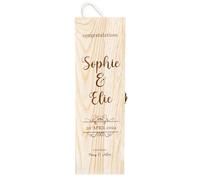 EDSG Personalised Wine Box Wooden Gift Box for Wedding Anniversary Engagement Engraved Wedding Couples Gifts Custom Wine Wooden Gift Boxes Red Wine Holder Champagne Bottle Boxes(Design 1)