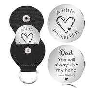 EDSG Pocket Hug Personalised Dad Gifts for Fathers Day from Daughter Pocket Hug Gift Silver Pocket Hug Keychain for Men Women Gifts for Dad Daddy Grandad Husband Step Daddy (Black-1)