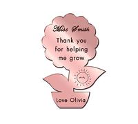 EDSG Teacher Gifts Personalised Thank you Teacher Gift Mirror Acrylic Fridge Magnet Teacher Leaving Gifts Graduation Present Best Teacher Gifts for Women Men Nursery Pre School Gift(Rose Gold Flower)