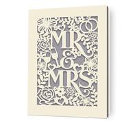 EDSG Wedding Card, Mr and Mrs Gifts, Laser Paper Cut Cards, Congratulations Wedding Day Greeting Cards for Him Her Bride Groom Wife Husband New Couple (Grey-2)